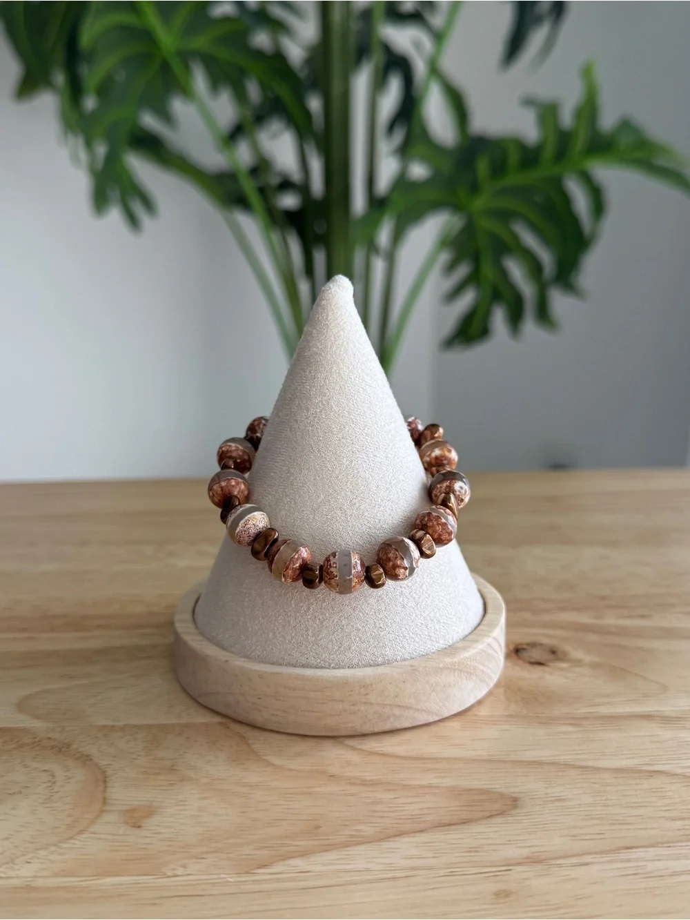 Ryze Party Brown Jasper Beaded Stretch Bracelet | Neutral Gemstone Stackable